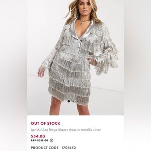 Lavish Alice | Women’s Silver Fringe Blazer Dress